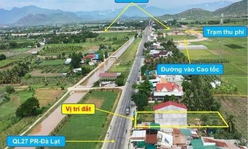 Nút giao cao tốc Cam Lâm Vĩnh Hảo. Mặt QL27A, 20x50m sân bay Thành